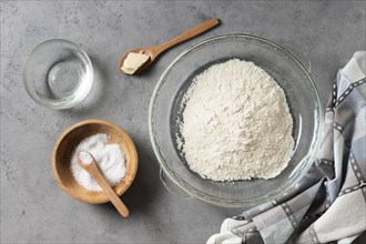 Top view flour salt bowl