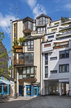 Modern architecture with green balconies