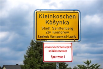 Place-name sign at the Senftenberg district of Kleinkoschen