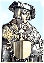 A woodcut portrait of Charles V by Albrecht Duerer from 1521