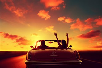 Young couple in convertible