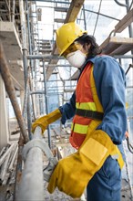 Side view man with safety equipment