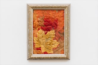 Vintage frame with autumn leave inside
