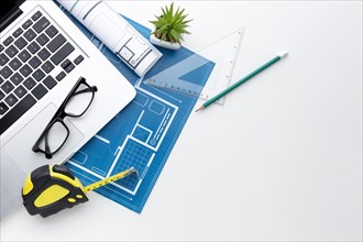 Blue print laptop top view
