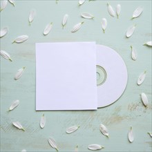 Cd mockup with white petals