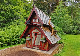 Little witch's house like in a fairy tale for children in the spa gardens