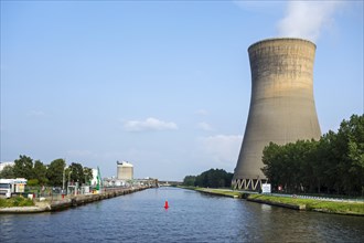 Cooling tower of the Electrabel power station along the Ghent-Terneuzen Canal at Ghent seaport