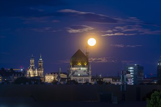 Full moon over Dresden with Staendehaus