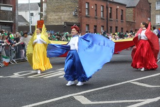 Colourful performances during the St Patrick's Day parade in Dublin. Dublin