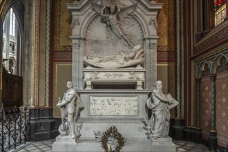 Marble tomb for Bishop Felix Antoine Philibert Dupanloup in Sainte-Croix Orleans Cathedral