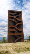 Corten steel lookout tower Rusty Nail on the Sorno Canal