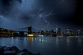 Powerfull thunderstorm moved through the New York city on a July night. July 31