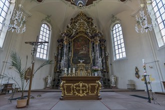Altar room of the baroque pilgrimage church of St Landelin