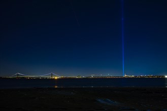 View on the Lower Manhattan with the Tribute in Light