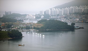 Yeosu city view in the morning mist