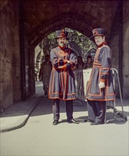 Two Yeoman Warders of His Majesty's Royal Palace and Fortress the Tower of London or Beefeaters