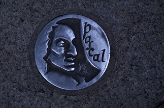 French physicist and mathematician Blaise Pascal on plaque