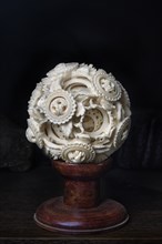 Twelve-fluted carved ivory ball