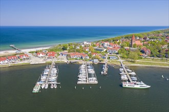 Aerial view over seaside resort Ostseebad Rerik along the Baltic Sea