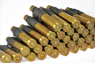 M2 Browning .50 Caliber Machine Gun cartridges in ammunition belt made by FN Herstal
