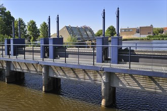 Sluice gates near Archimedean pumping station driven by diesel engines used to drain the polders at Kinderdijk in Holland