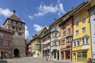 Old town with old traditional houses with oriels in Black Forest style and Black Gate