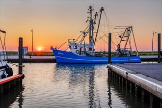Sielhafen with crab cutter at sunset