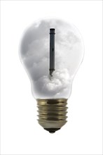 Chimney covered in smoke inside incandescent lamp