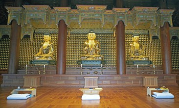 Golden Buddha statues in the temple