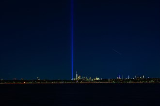 View on the Lower Manhattan with the Tribute in Light