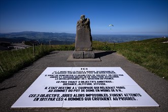 Monument to pilot Eugene Renaux on the summit of the Puy de Dome