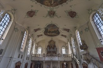 Organ loft in the baroque pilgrimage church of St Landelin