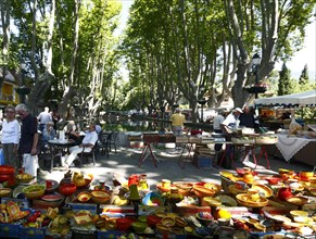 Market at the village pond of Curcuron