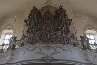Organ loft in the baroque pilgrimage church of St Landelin
