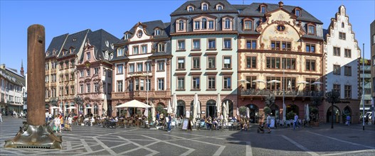 Panorama photo Heunensaeule at the market and in the background old buildings