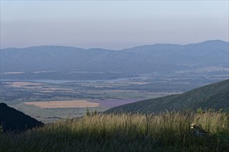 Mountain landscape of the Balkan Mountains and the forested slopes of the Balgarka nature park Park in Central Bulgaria. Shipka