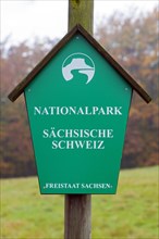 Sign with logo of the Saxon Switzerland National Park