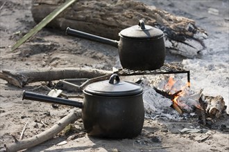 Cooking pots on an open fire