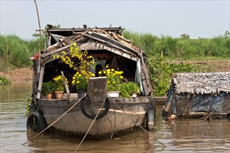 Old boat with flowers