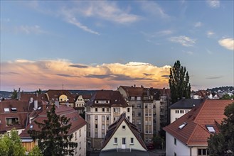 Thunderclouds over the houses of the city