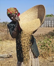 Farmer's wife with grain