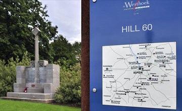British monument and signboard with map at Hill 60