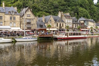 The harbour and medieval buildings on the river Rance in Dinan