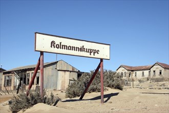 Sign of the ghost town Kolmanskop