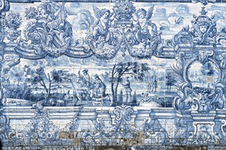 Mural of typical blue tiles azulejos in the Se do Porto Cathedral