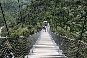 Suspension bridge at the Pailon del Diablo waterfall