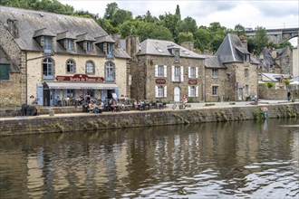 Medieval buildings on the river Rance in Dinan