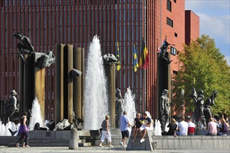 The concert hall and sculpture group with fountain