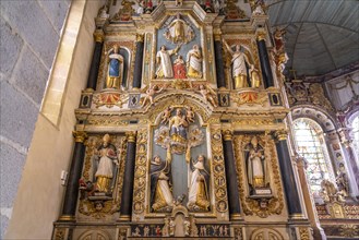 Altar in the interior of the Church of Notre-Dame de Saint-Thegonnec in the Enclosed Parish of Saint-Thegonnec