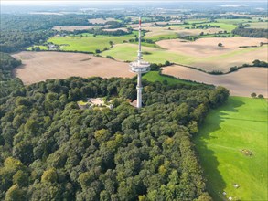 Aerial view of Bungsberg telecommunications tower and Elisabethturm